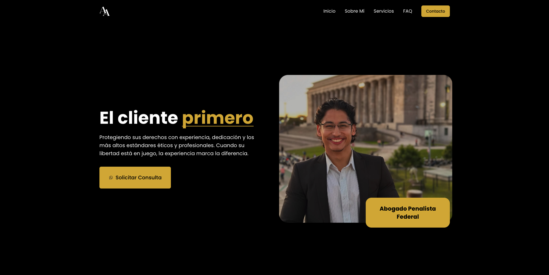 Creación de página web profesional para abogado penalista, destacando su experiencia.